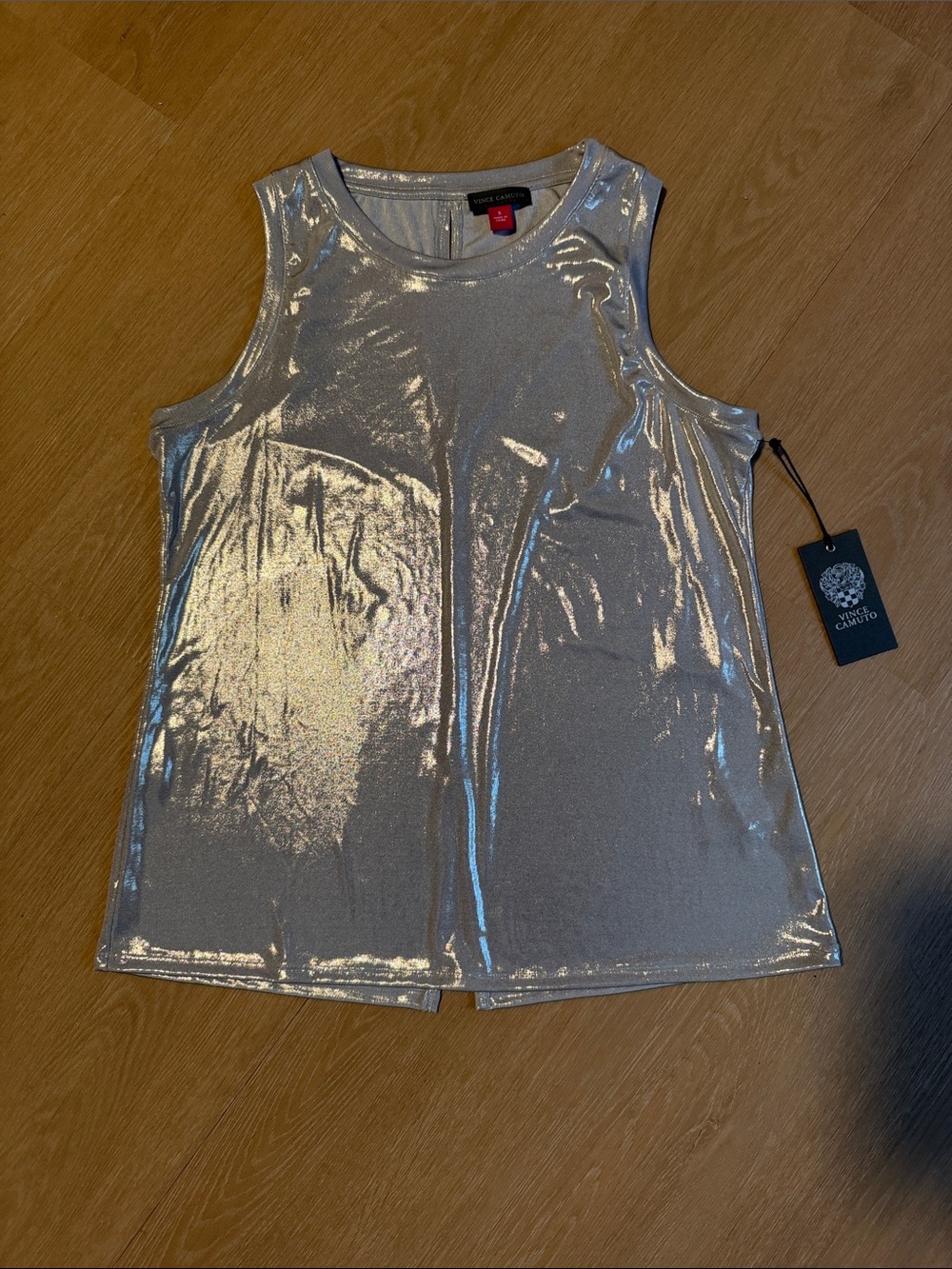NWT Vince Camuto Metallic Silver Crewneck Tank size Small